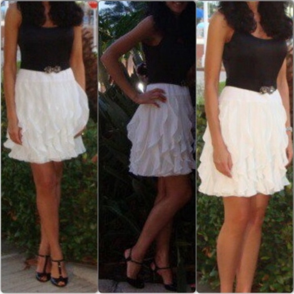 BCBG MaxAzria Black and White Cocktail Dress with Belt - Picture 2 of 5